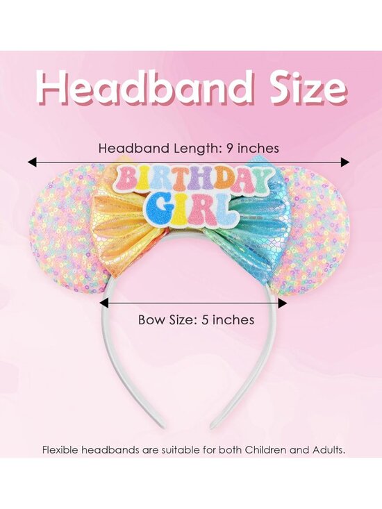 Women\'s Mulit Color Polyester Sequin Bow Mickey Mouse Headband Hair Accessory